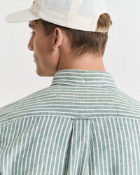 Camicia in misto cotone-lino a righe regular fit