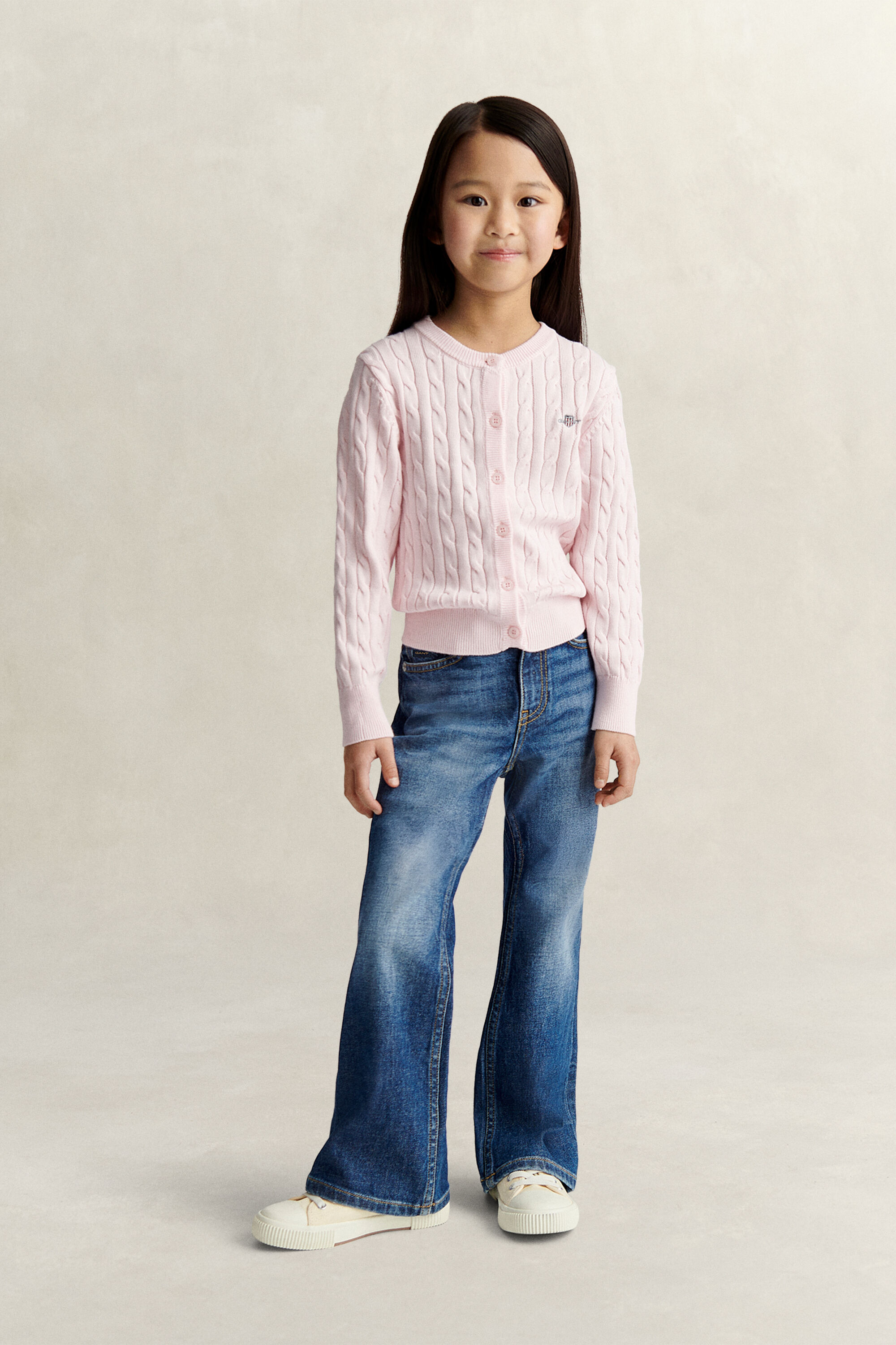 Cardigan lavorato in cotone a trecce Shield Girls