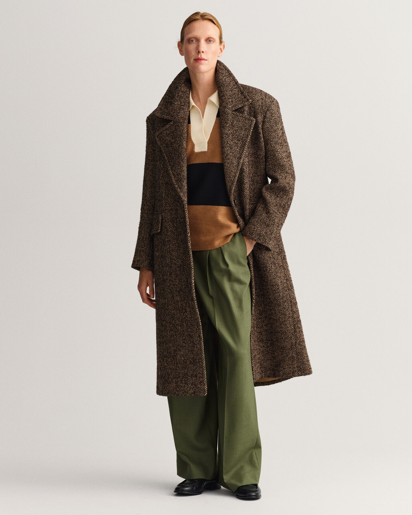 Cappotto con motivo a spina di pesce