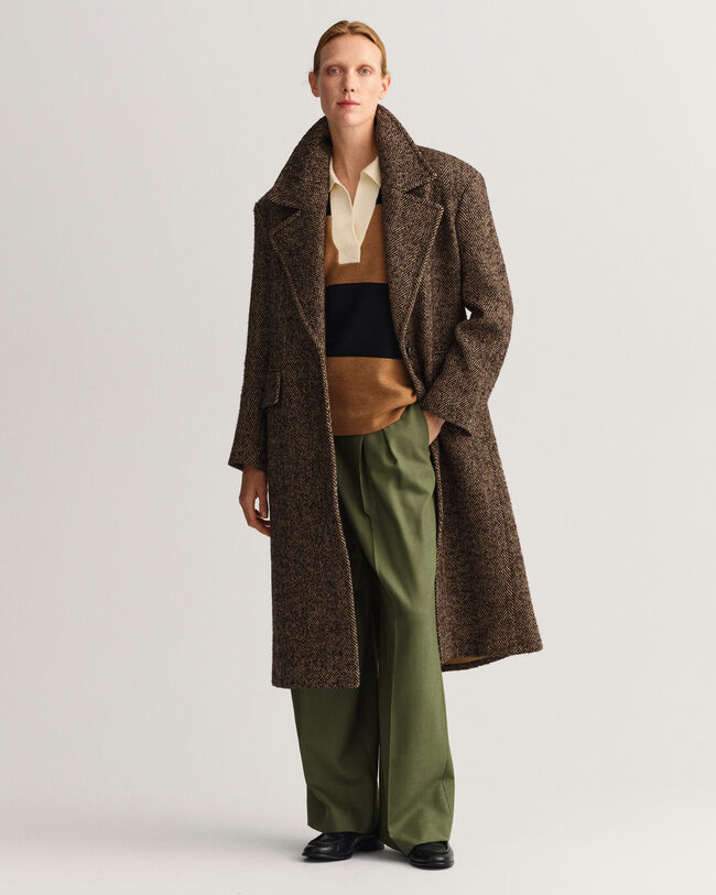 Cappotto con motivo a spina di pesce