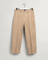 Pantaloni chino in twill di cotone gamba larga