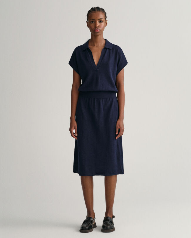 Abito in misto lino con colletto