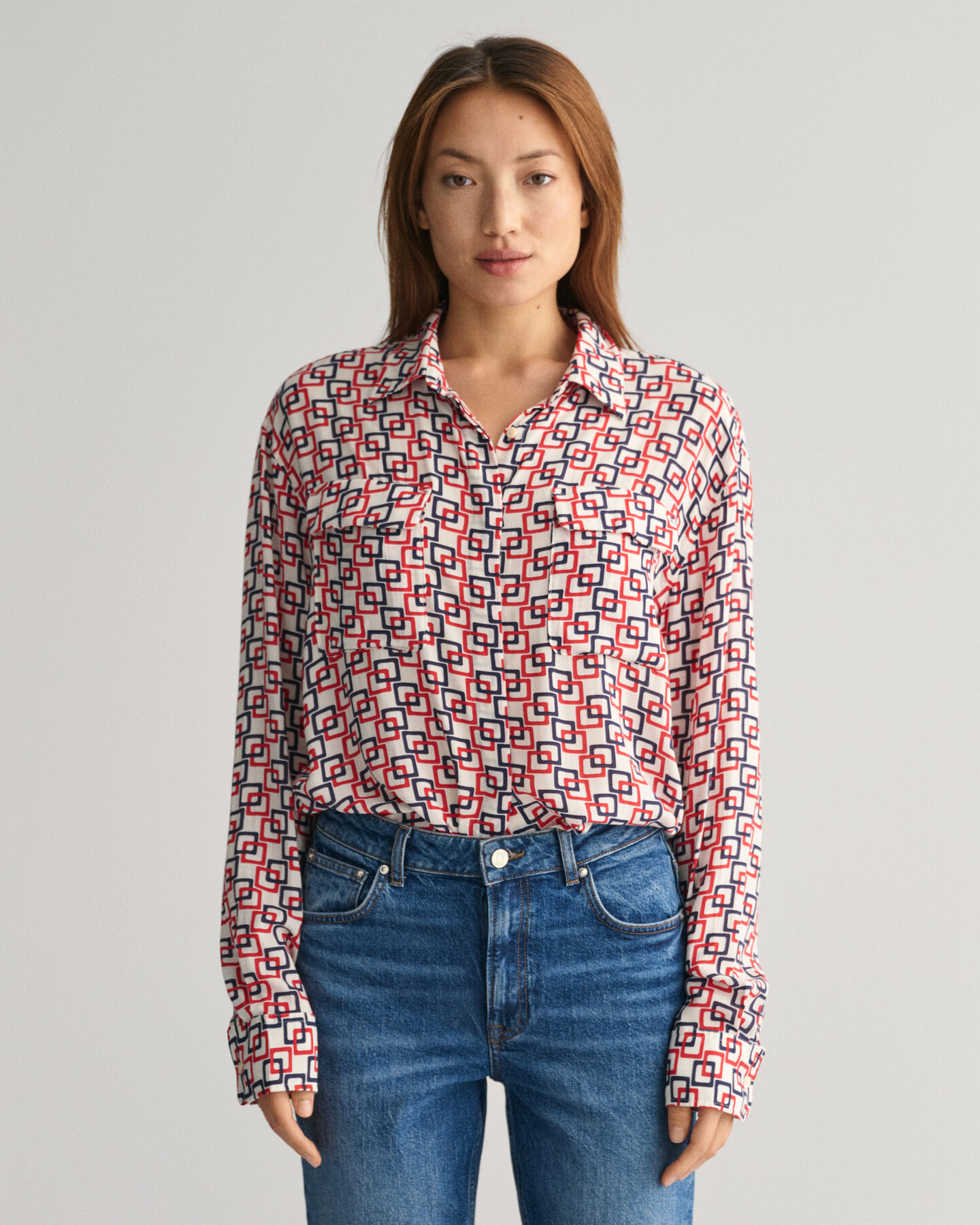 Camicia con stampa geometrica relaxed fit