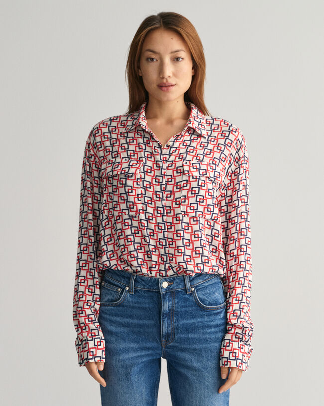 Camicia con stampa geometrica relaxed fit
