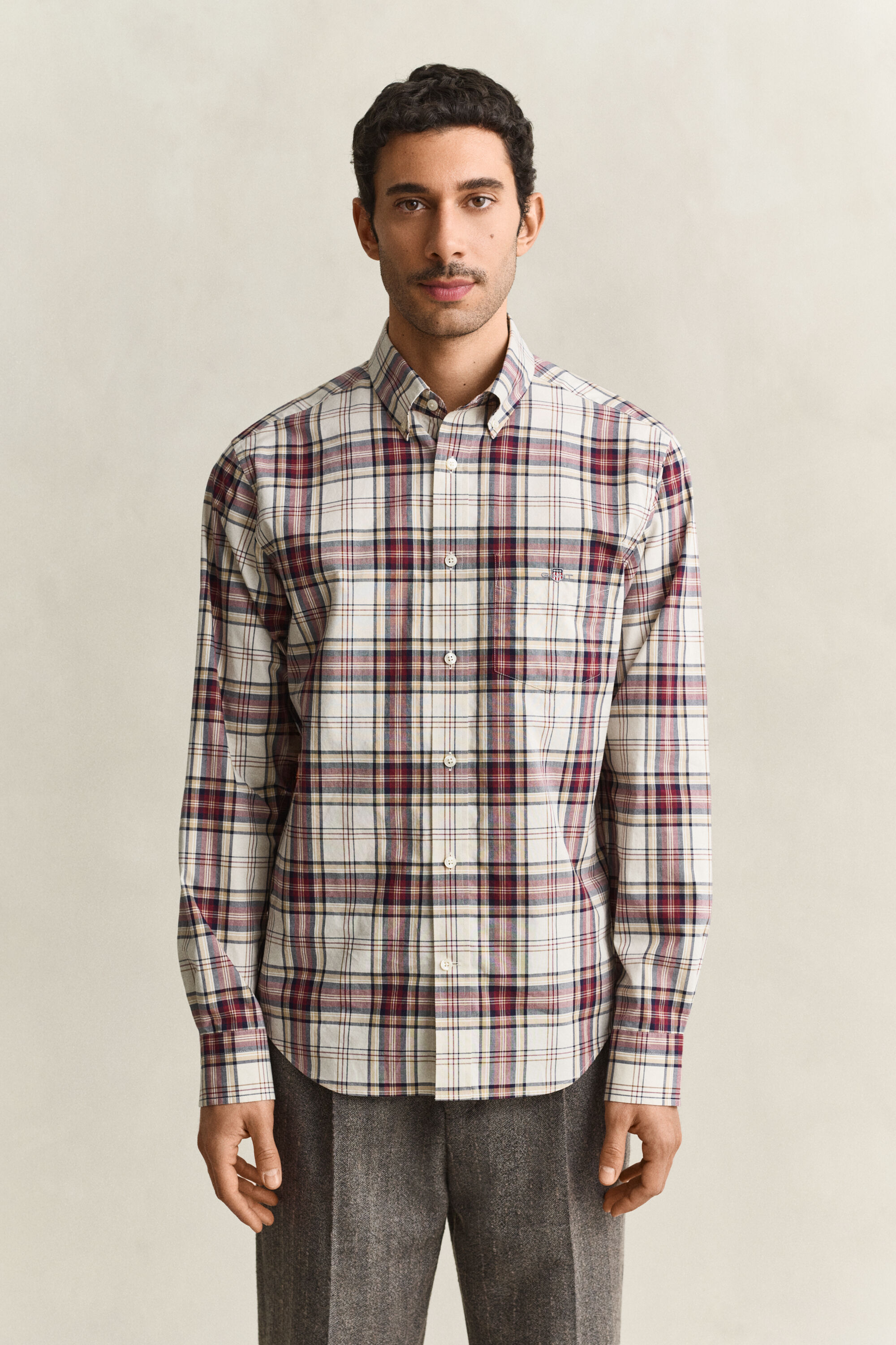 Camicia a quadri in popeline