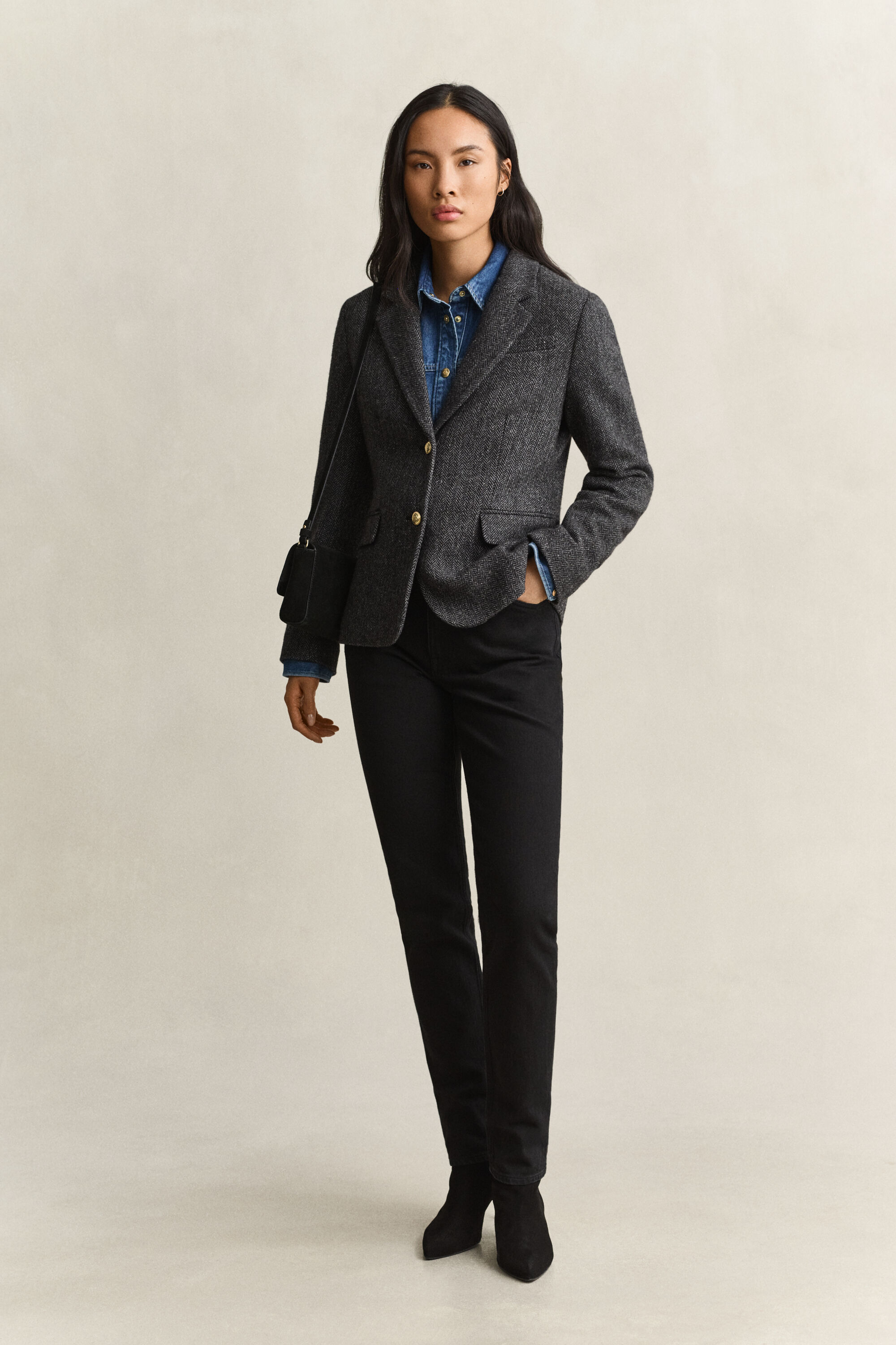 Blazer con motivo a spina di pesce