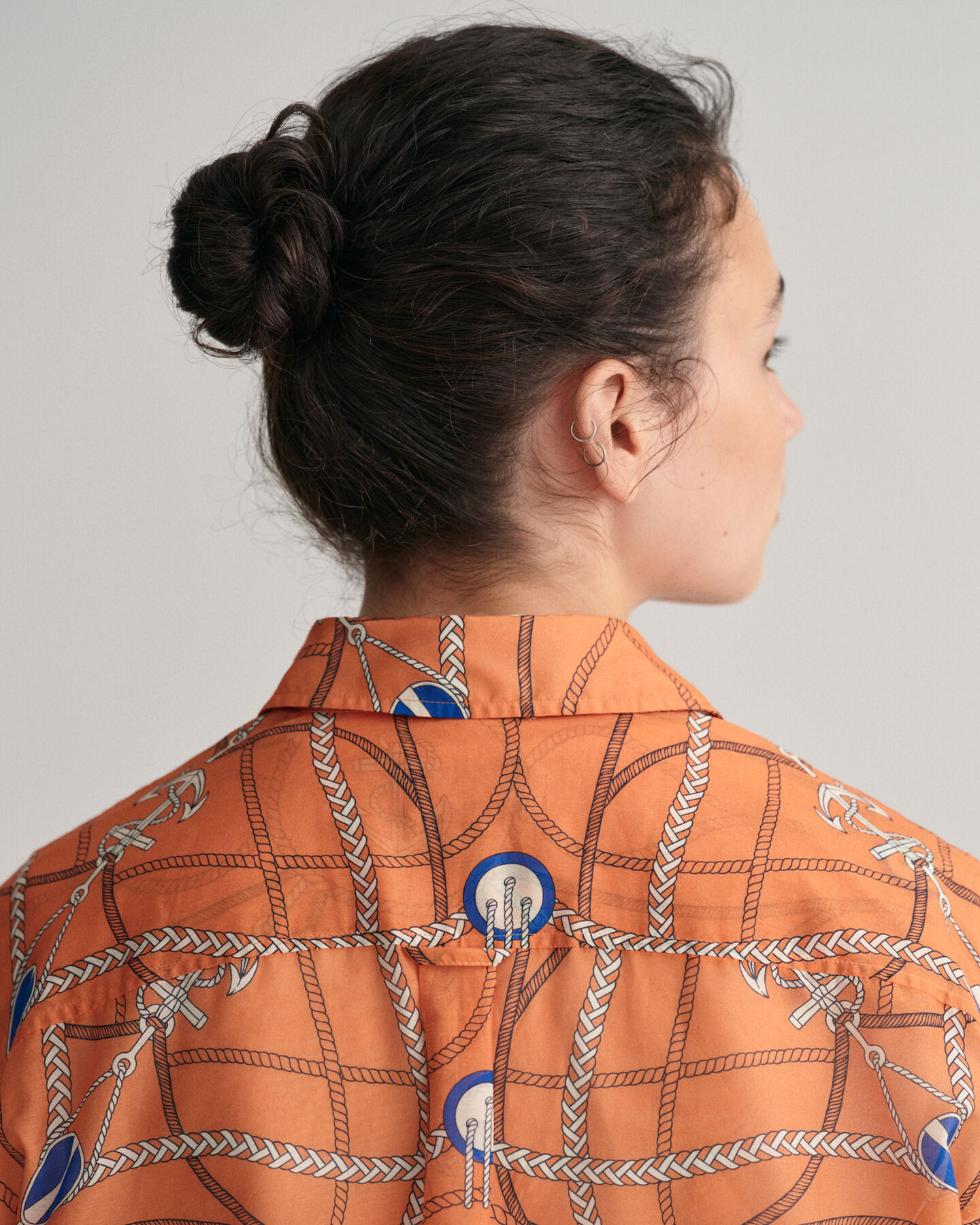 Camicetta di seta e cotone con stampa Sailing relaxed fit