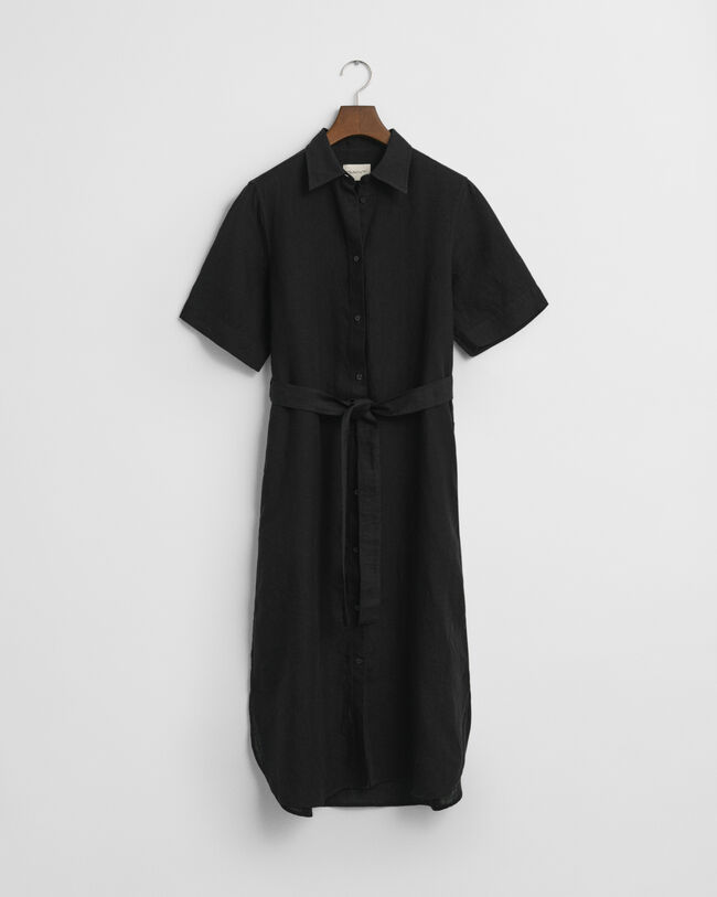 Abito chemisier in lino a maniche corte