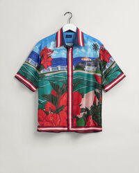 Camicia Scenery in seta a maniche corte relaxed fit