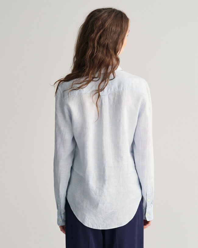 Camicia di lino a quadri in chambray regular fit