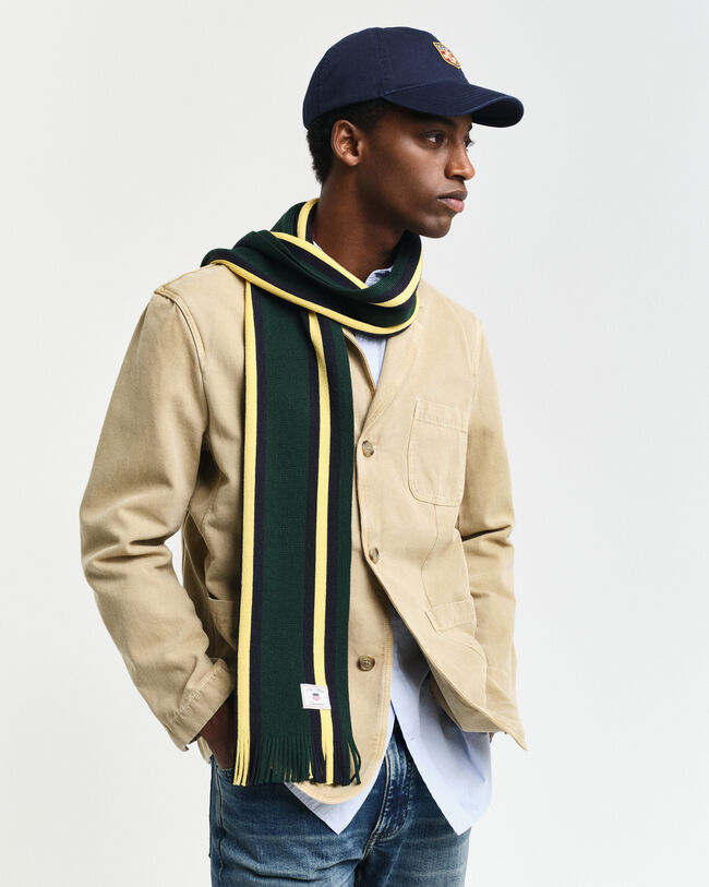 Sciarpa in misto lana a righe lavorata a maglia