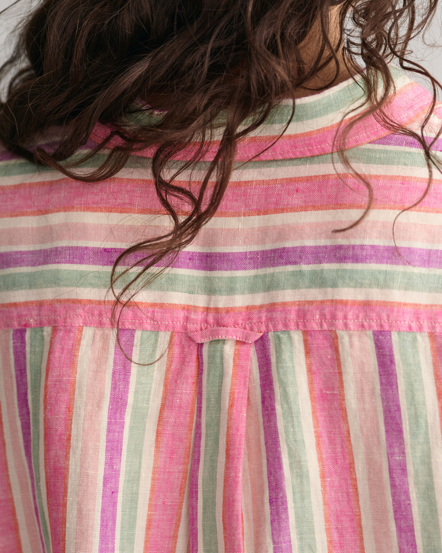 Camicia multi righe in lino relaxed fit