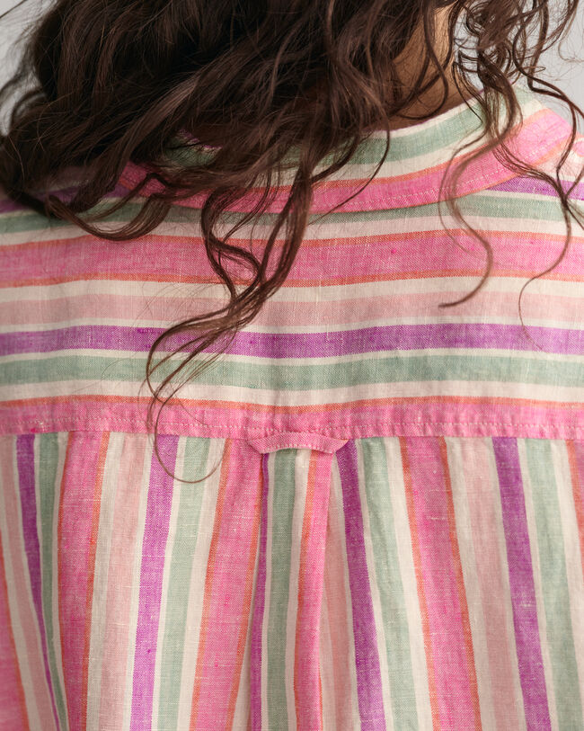 Camicia multi righe in lino relaxed fit
