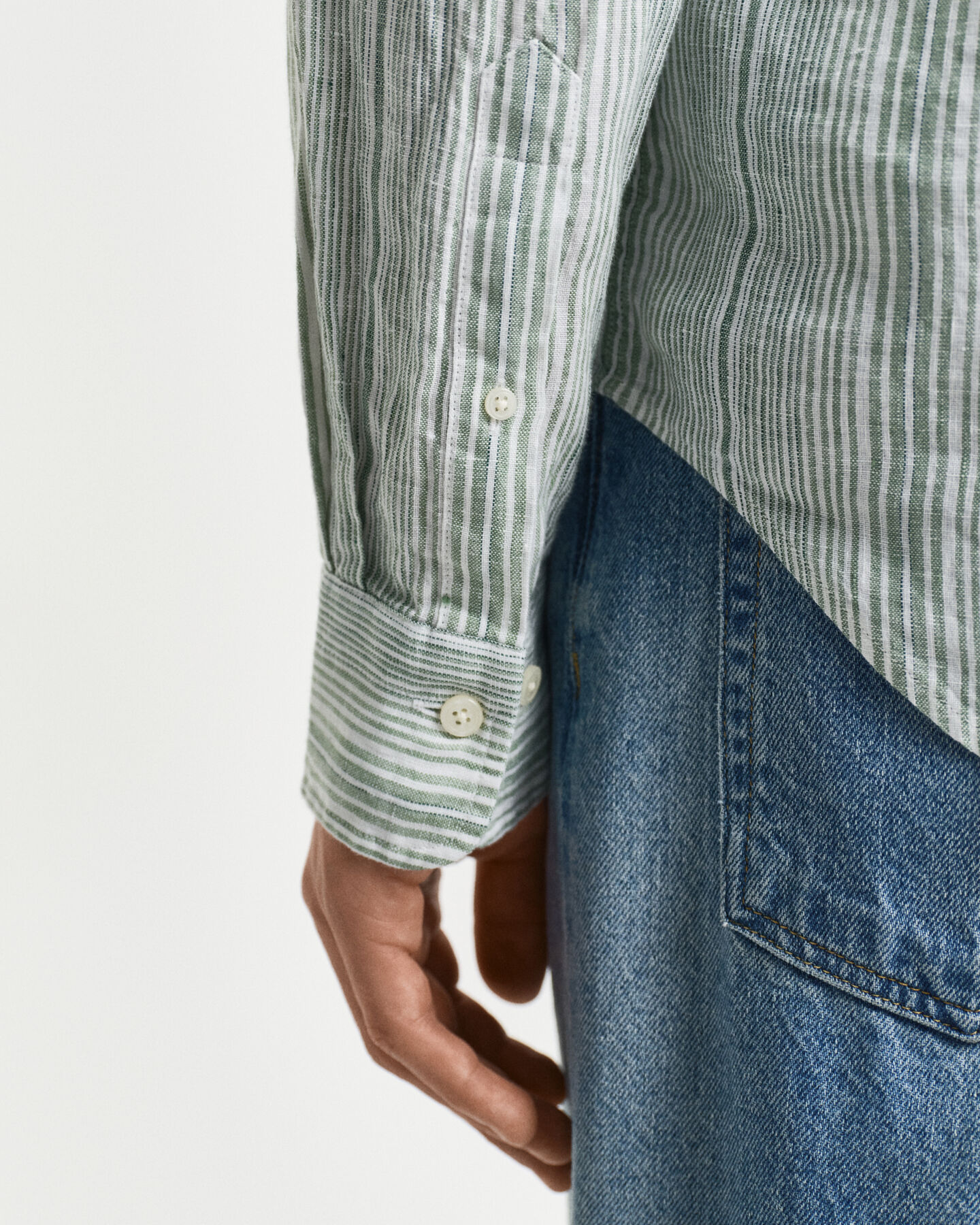 Camicia di lino a righe sottili regular fit