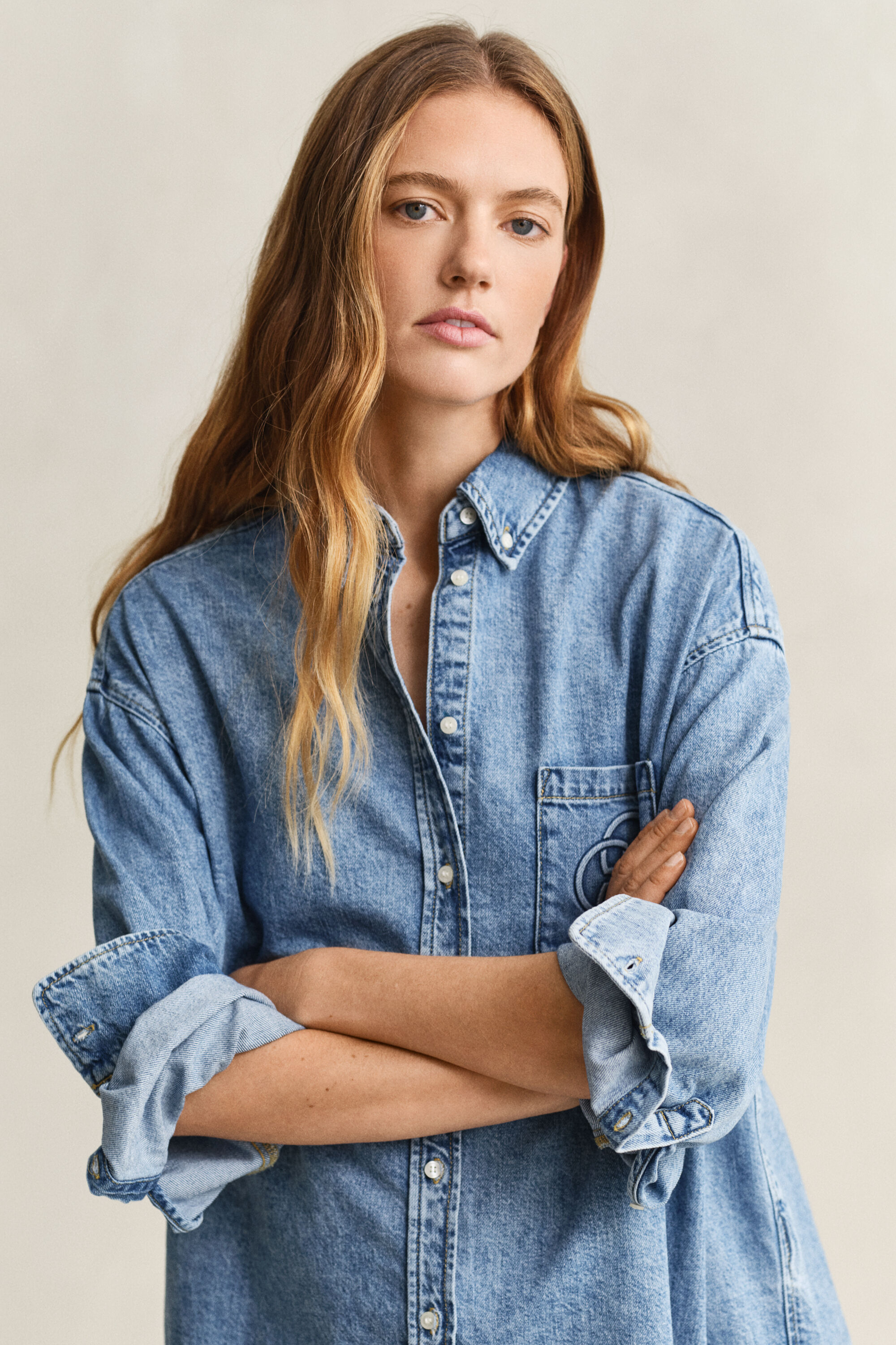 Camicia in denim con ricami