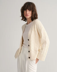 Cardigan con motivo a spina di pesce e scollo a V