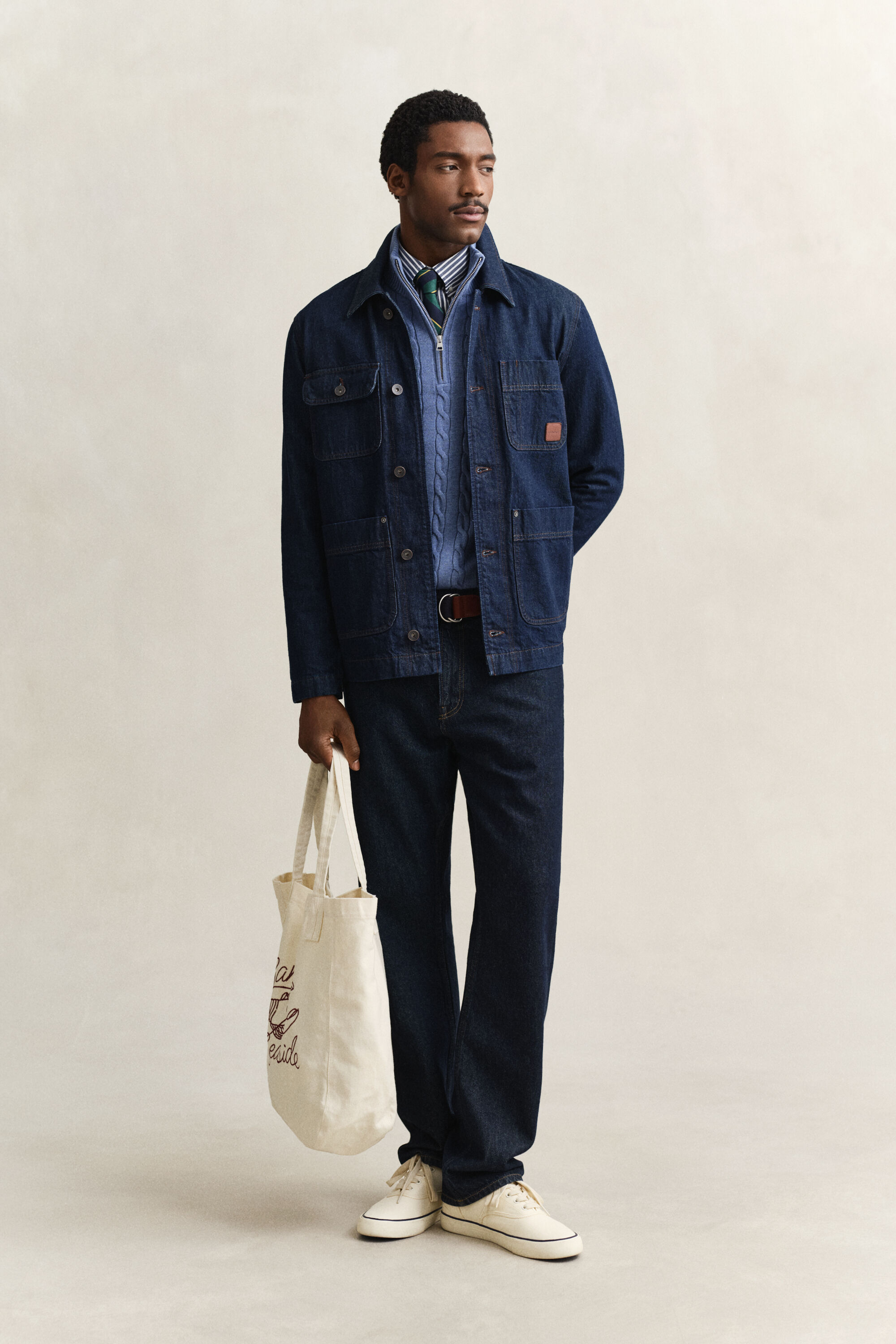 Maglia con zip corta in cotone a trecce