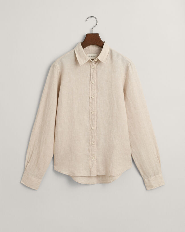 Camicia di lino a quadri in chambray regular fit