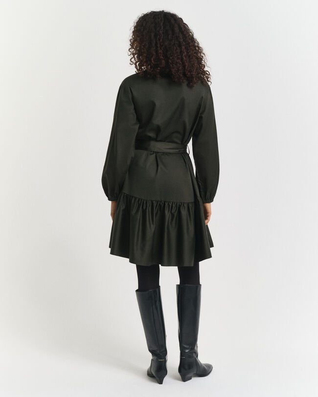 Abito a maniche lunghe in morbido raso di cotone