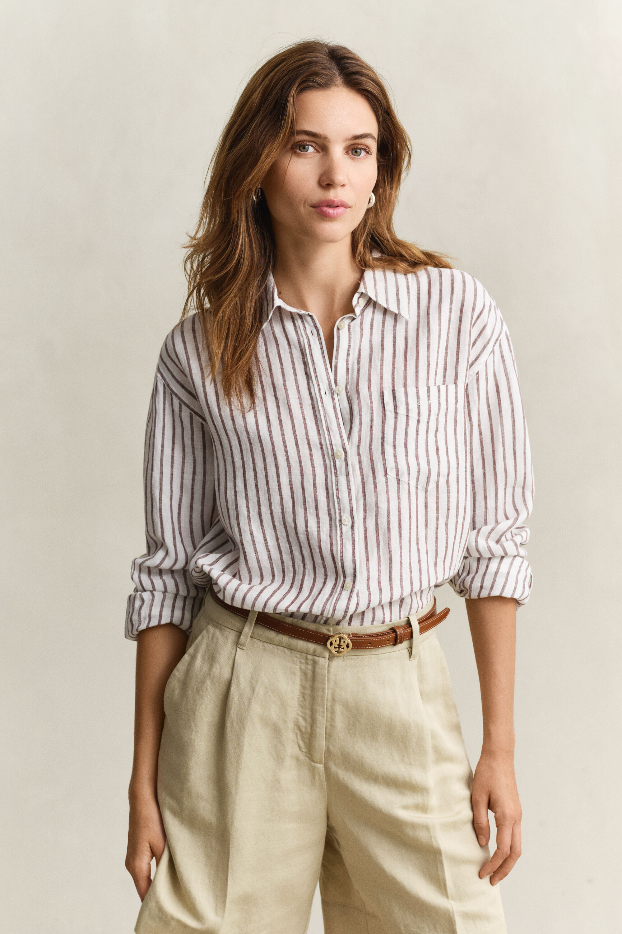 Camicia di lino a righe relaxed fit