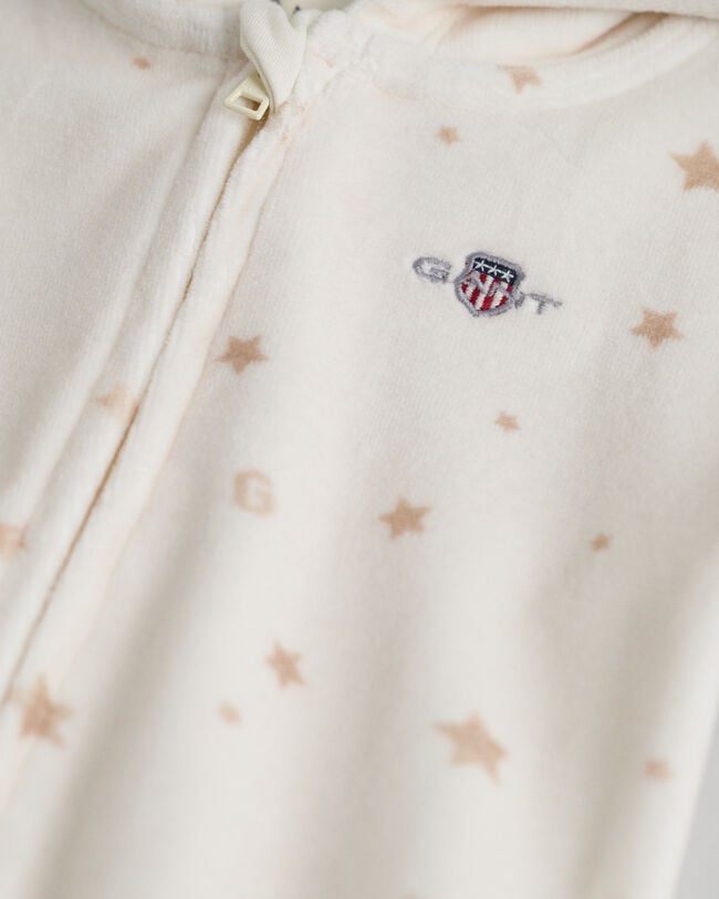 Tutina in velour con stampa Baby