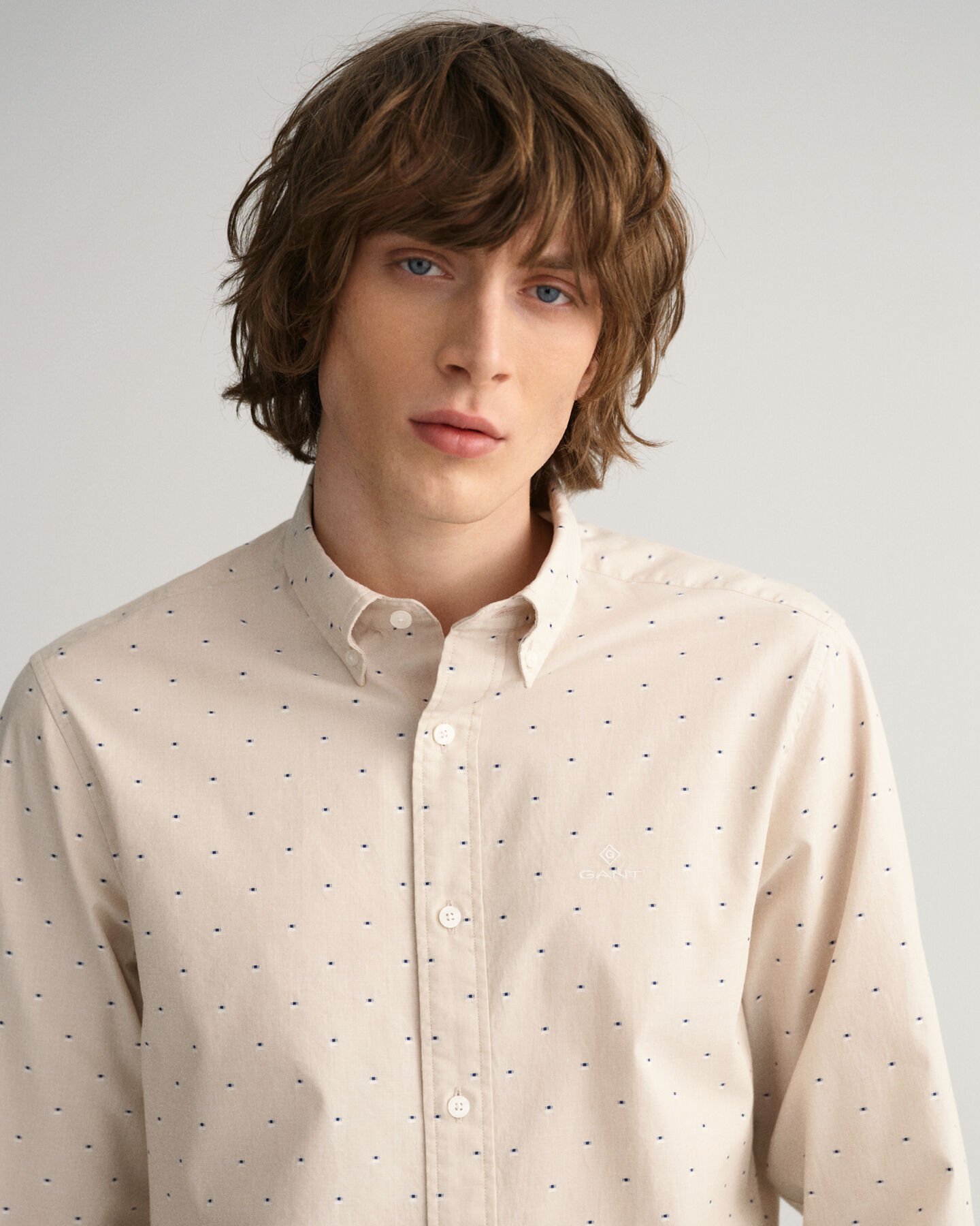 Camicia puntinata slim fit