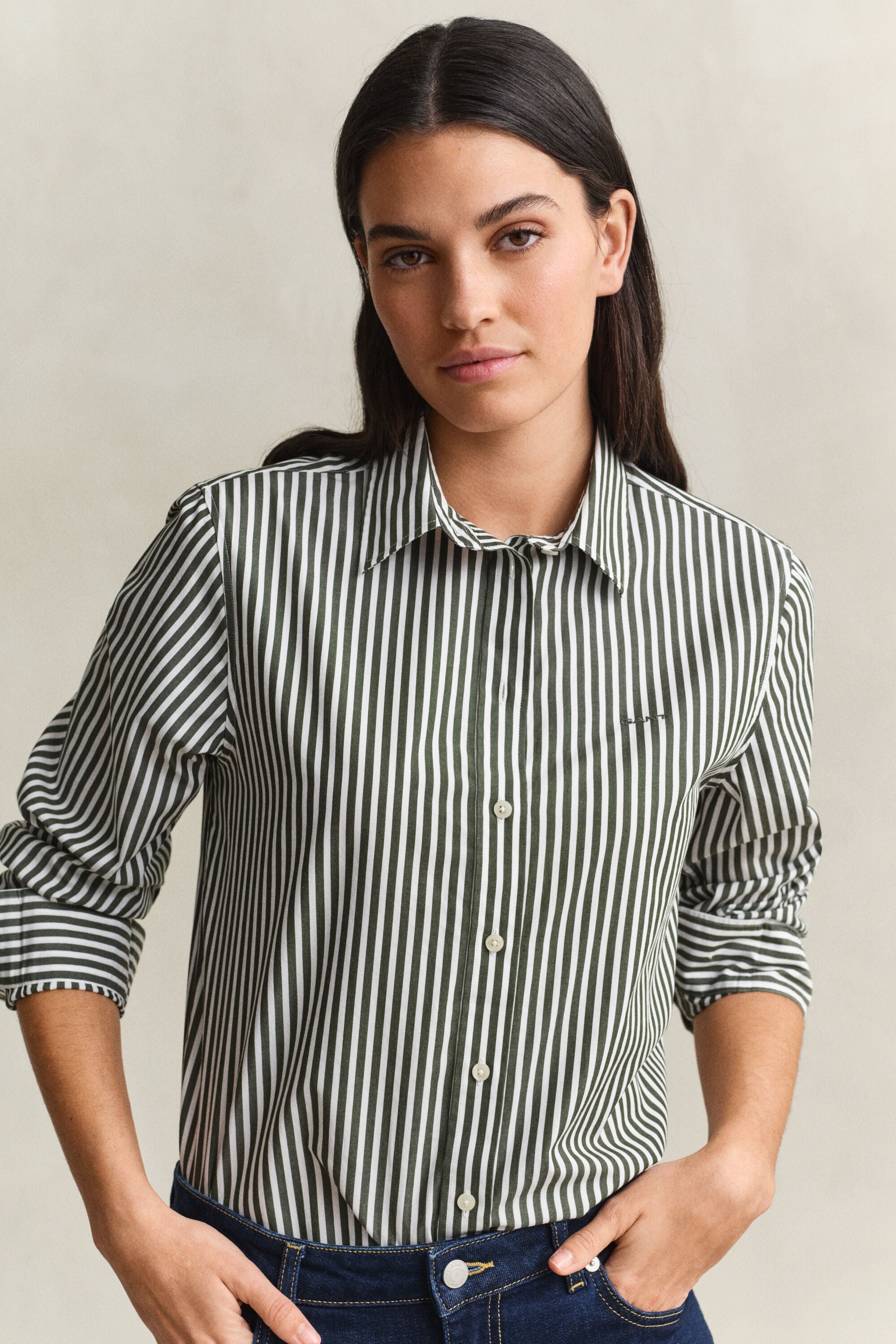 Camicia classica in popeline a righe regular fit