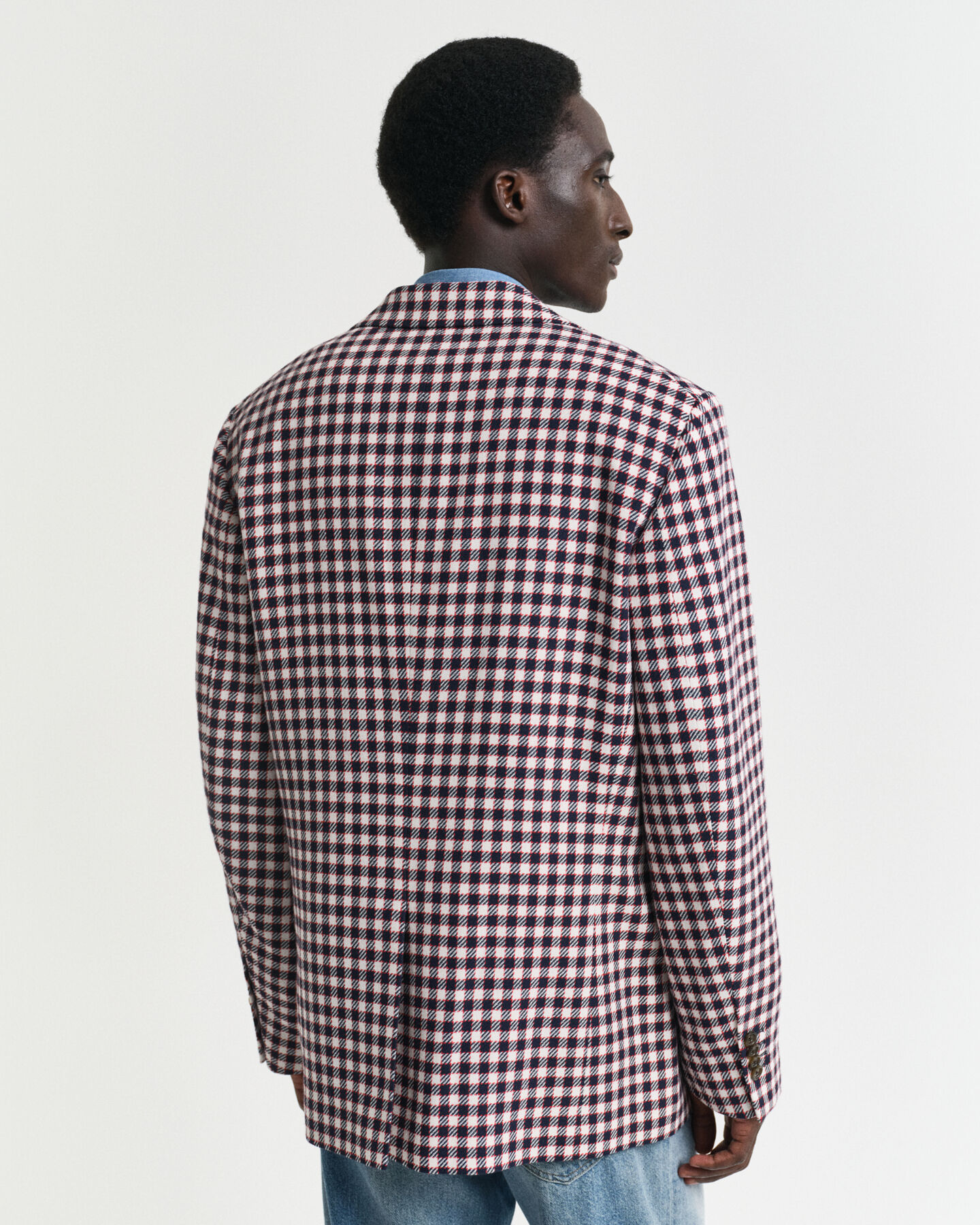 Blazer in misto cotone a quadri regular fit