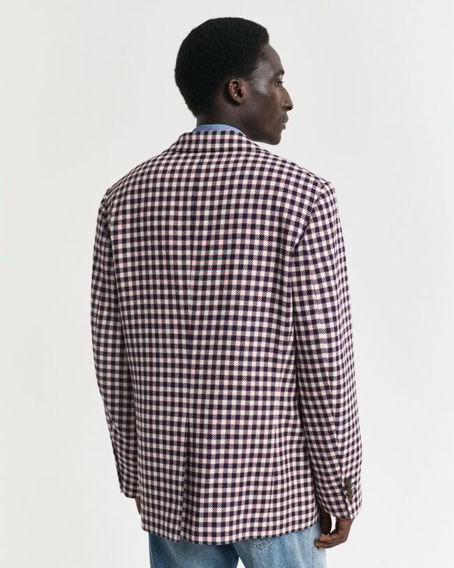 Blazer in misto cotone a quadri regular fit