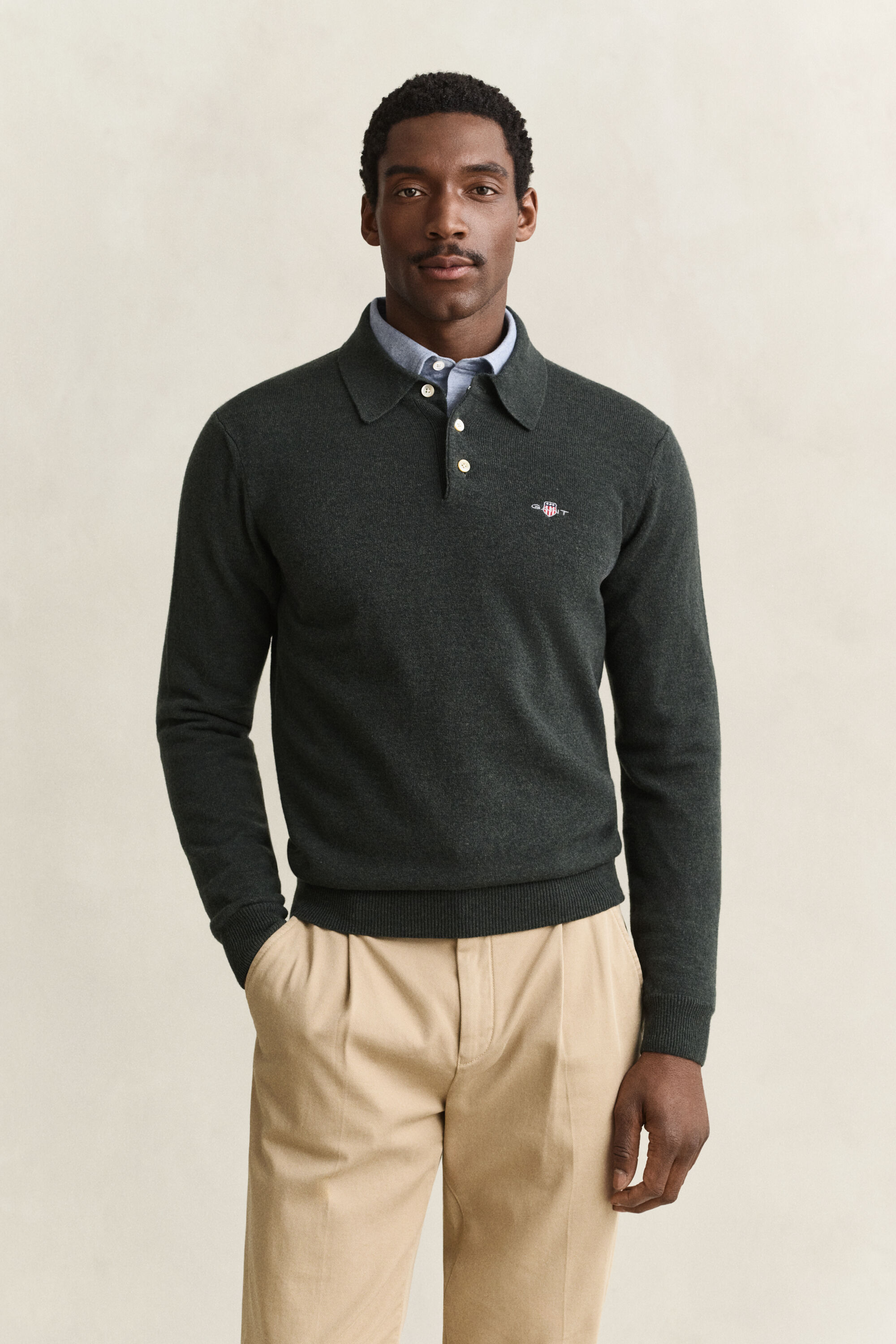 Maglia polo in finissima lana d’agnello