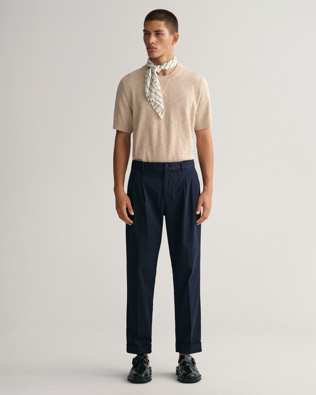 Pantaloni da abito affusolati in cotone relaxed fit