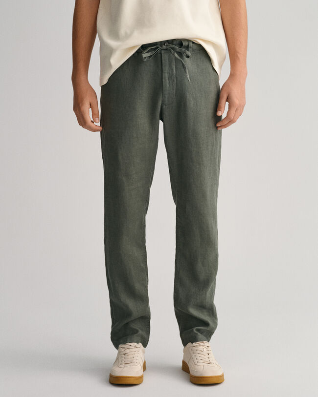 Pantaloni con coulisse in lino relaxed fit