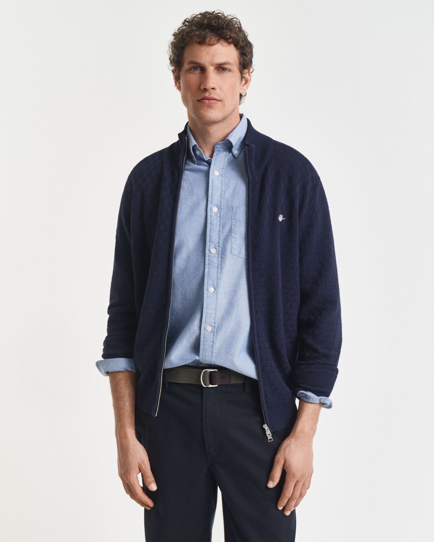 Maglia micro testurizzata con zip