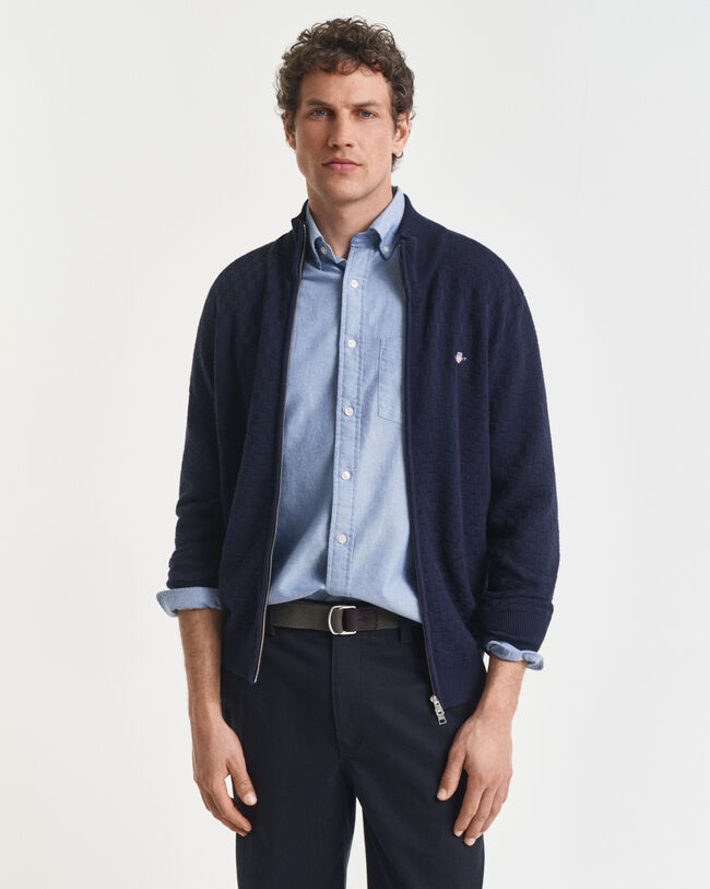 Maglia micro testurizzata con zip