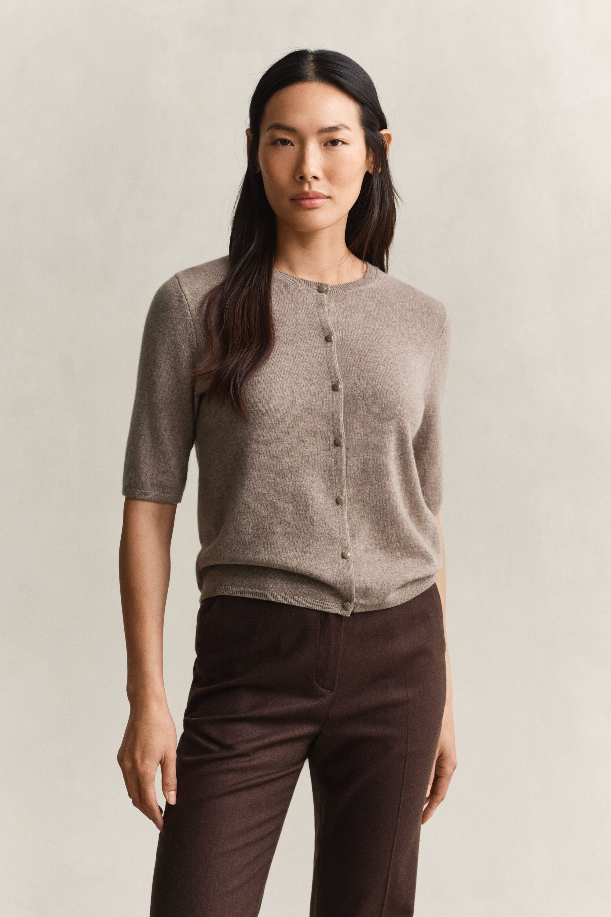 Cardigan a maniche corte in misto cashmere