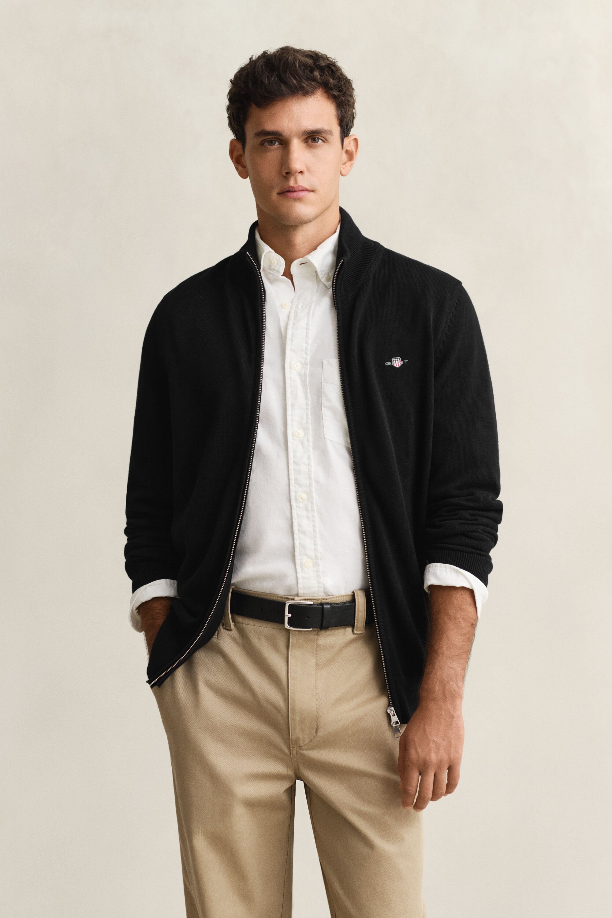 Cardigan in cotone casual con zip