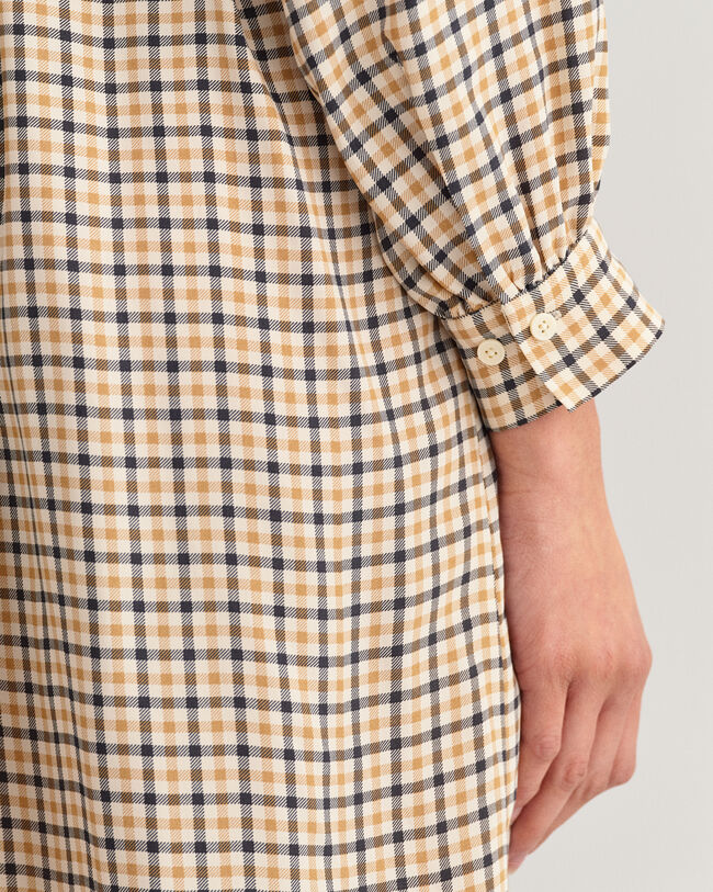 Abito chemisier a quadri con colletto alla coreana