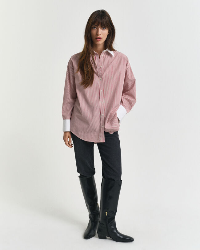 Camicia a righe con colletto a contrasto oversize