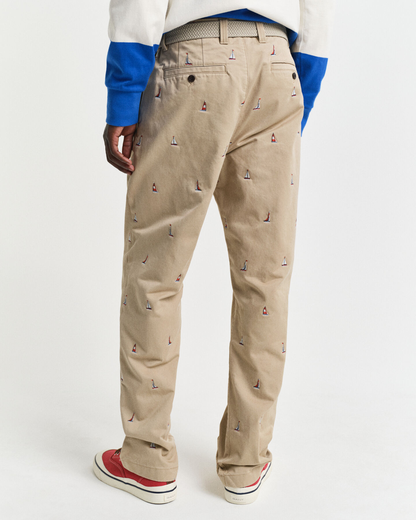 Pantaloni chino ricamati straight fit