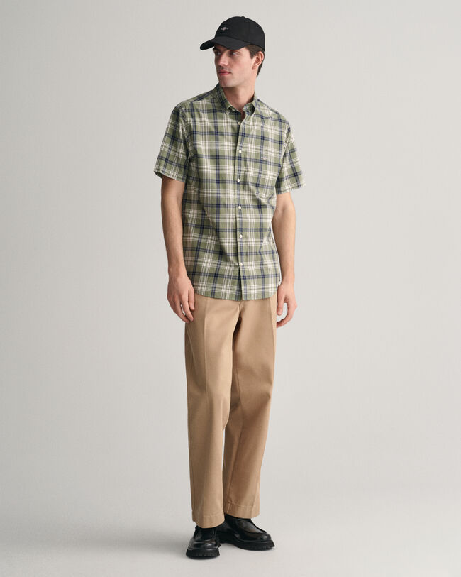 Camicia a maniche corte in popeline a quadri regular fit