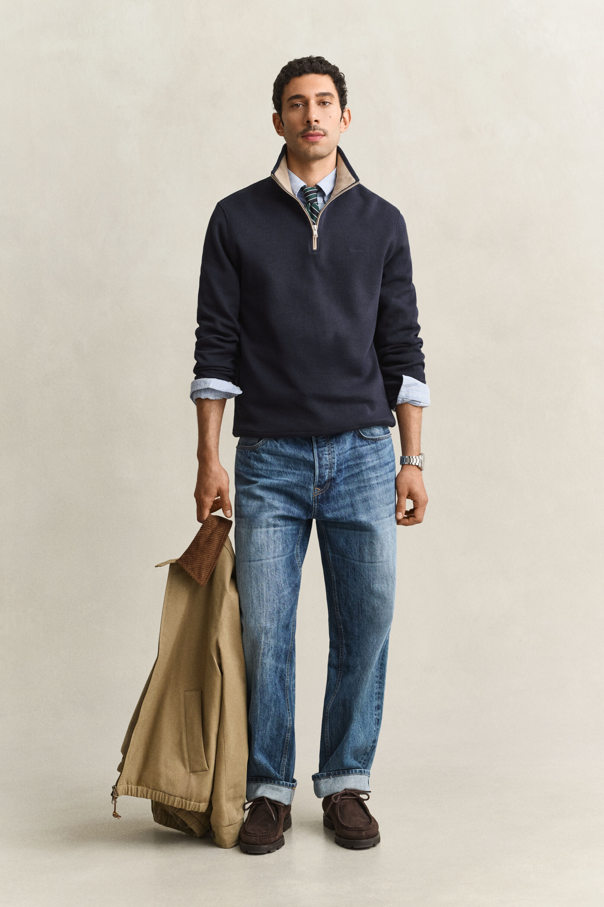 Felpa Sacker Rib con zip corta
