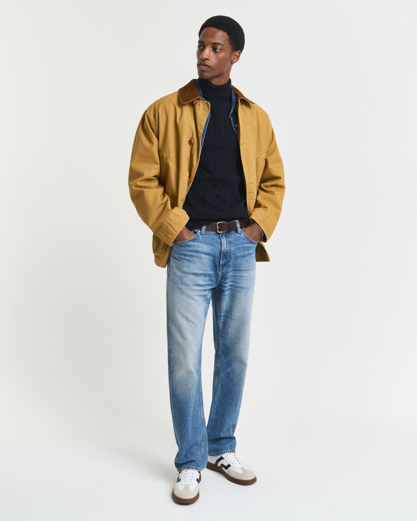 Maglia a collo alto in cotone a trecce