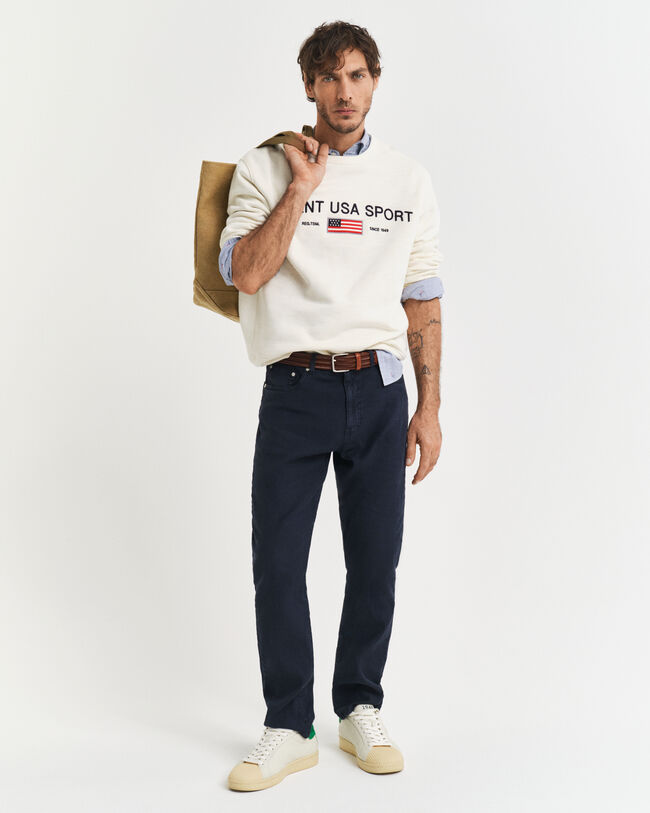 Jeans in misto cotone-lino regular fit