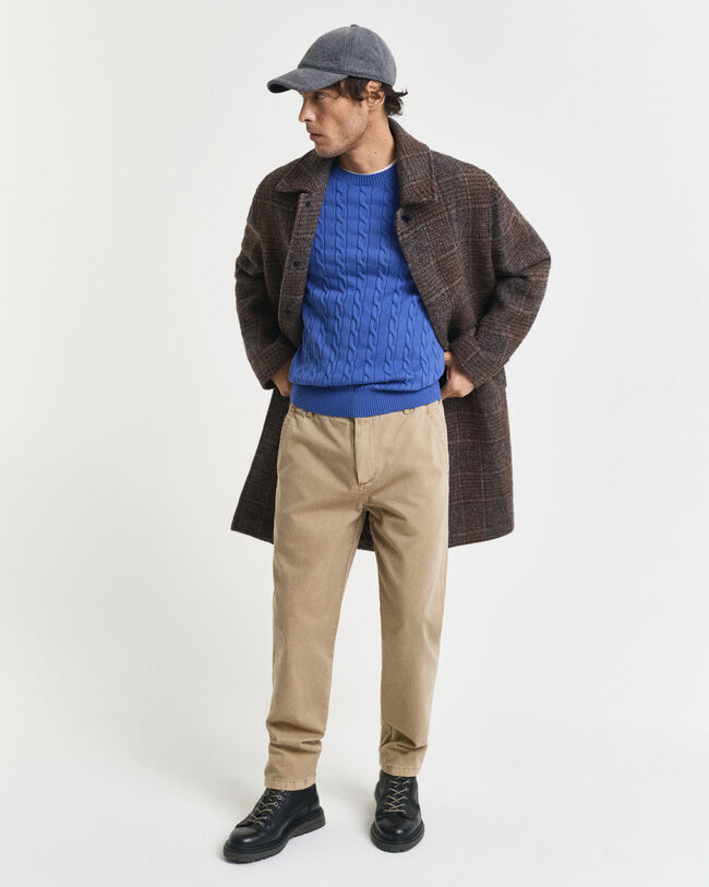 Maglia girocollo in cotone a trecce