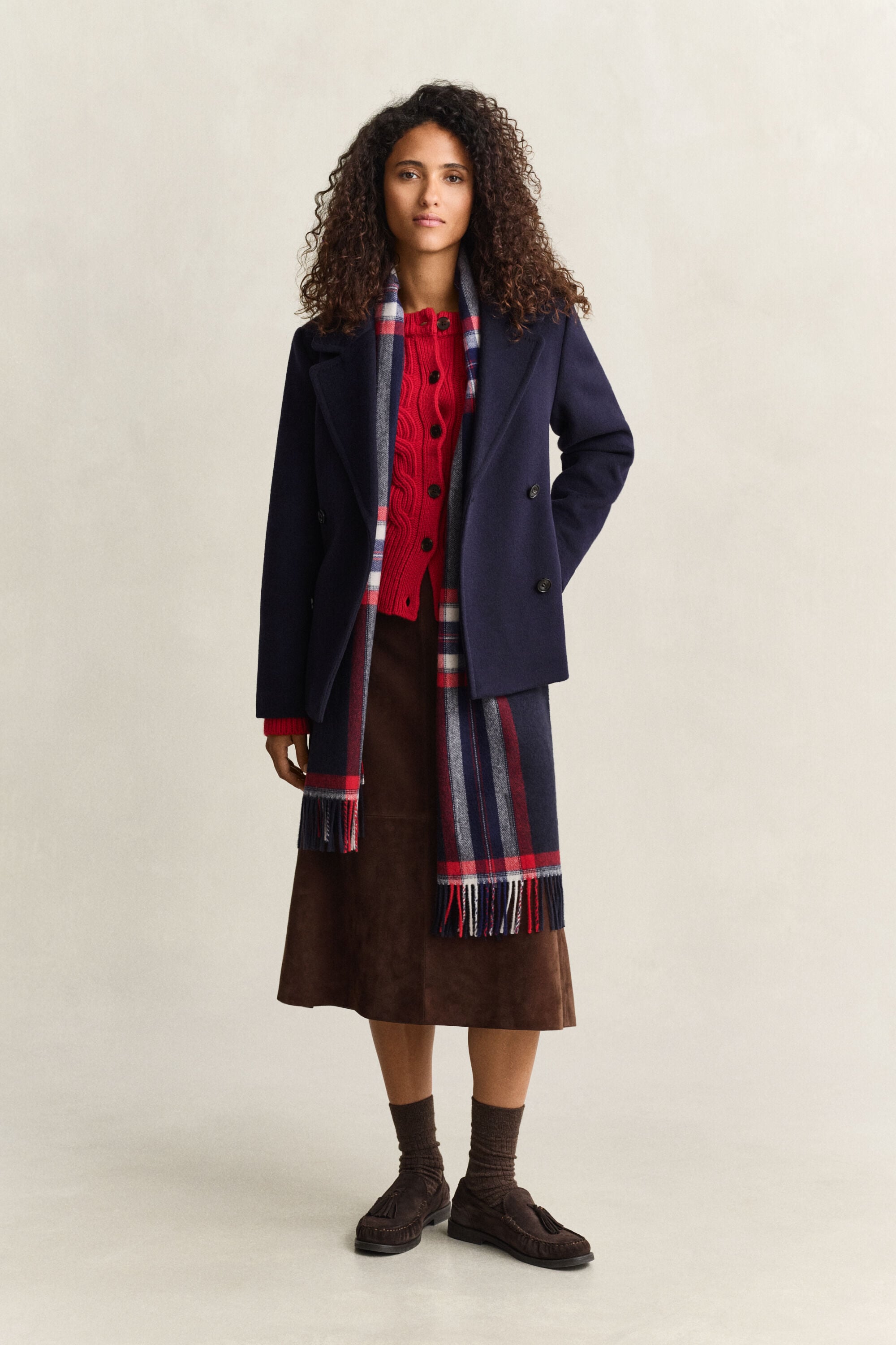 Cardigan in misto lana con lavorazione a trecce