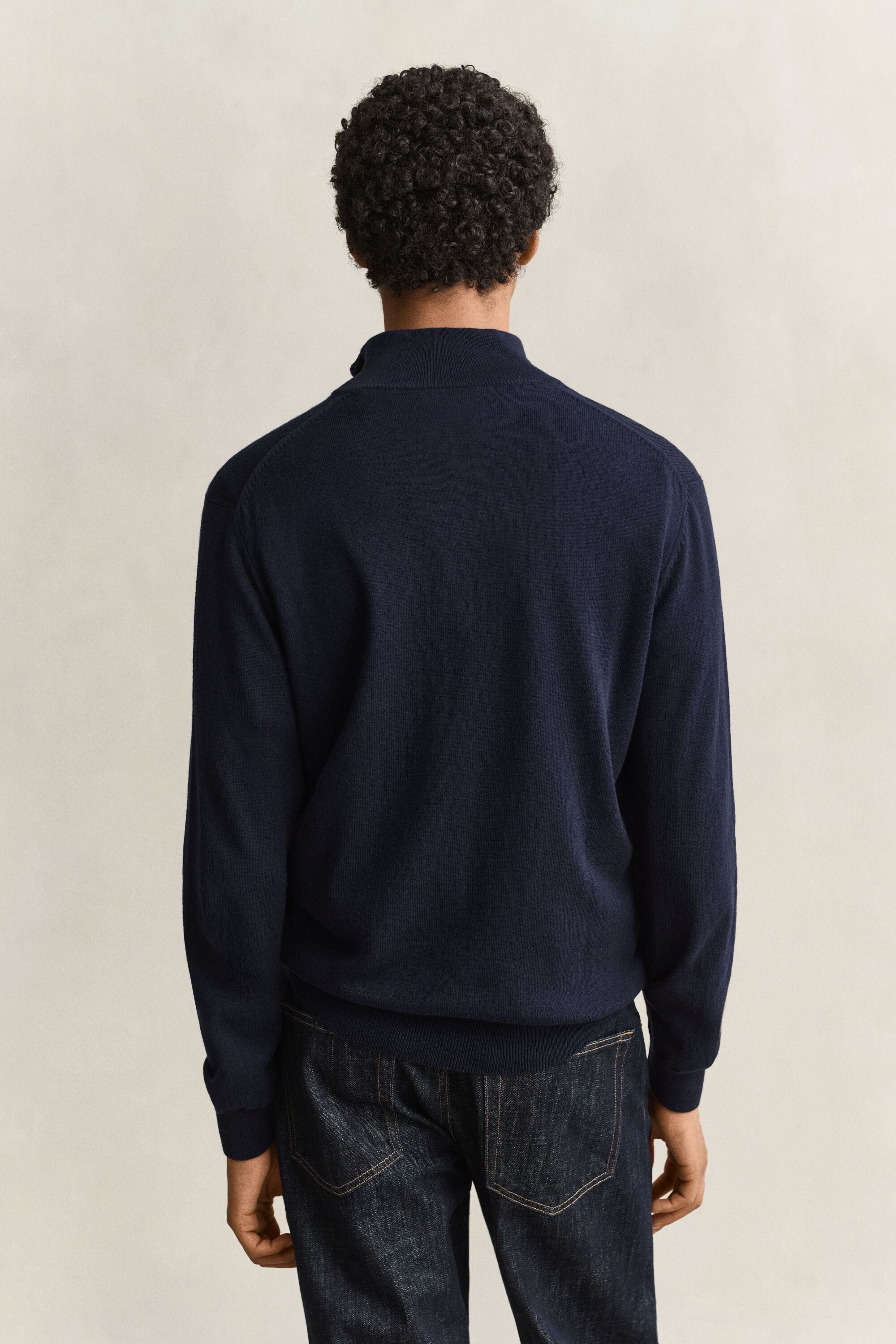 Maglia in cotone e lana con zip corta