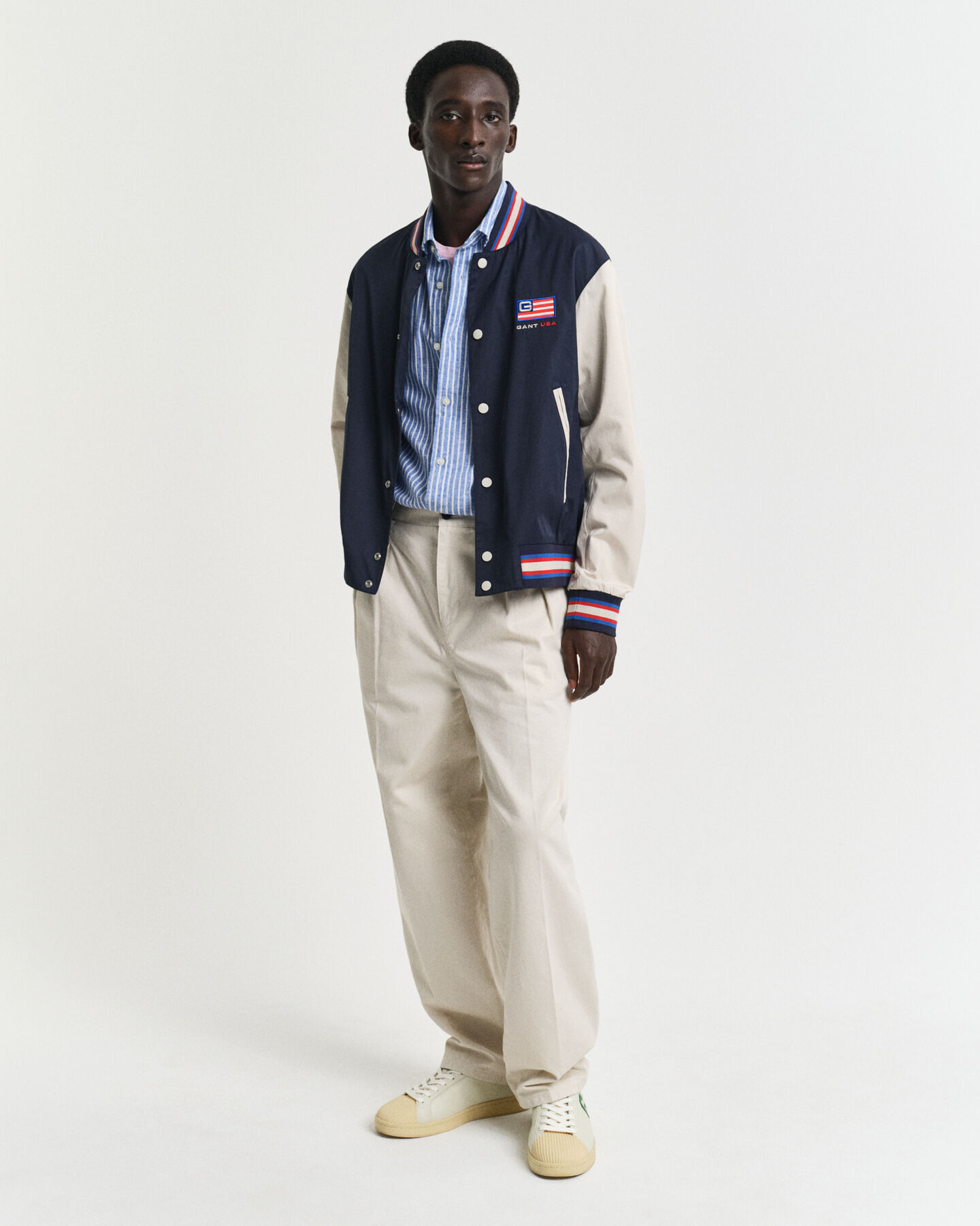 Camicia a maniche corte in misto cotone-lino regular fit