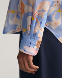 Camicia in misto cotone-seta con stampa floreale regular fit