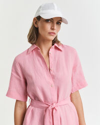 Abito chemisier in lino a maniche corte