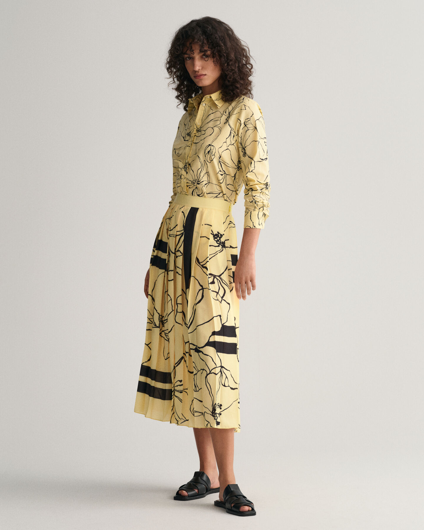 Camicia in voile di cotone Line Drawing regular fit